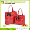 2sizes shinny glossy shopping bag with bowknot fashion tote bag